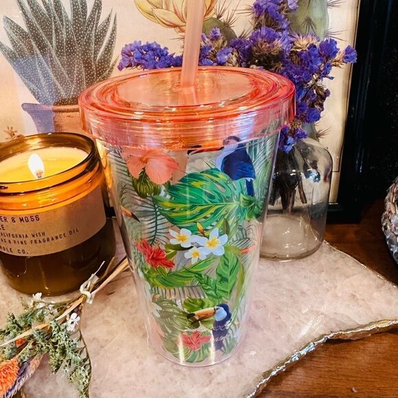 NWOT Hobby Lobby Summer Toucan Print 17.5 FL oz Tumbler - Picture 1 of 3